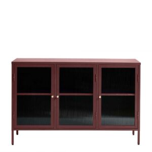 TopDesign Metall Sideboard in Rot 3 Glastüren