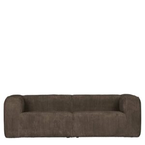 Basilicana Dreisitzer Sofa modern in Schlammfarben Breitcord Bezug
