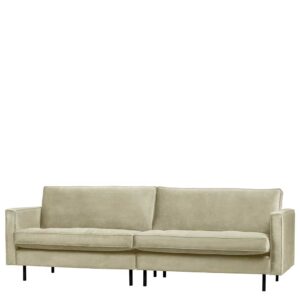Basilicana Retro Dreisitzer Couch in Graugrün Samt 47 cm Sitzhöhe