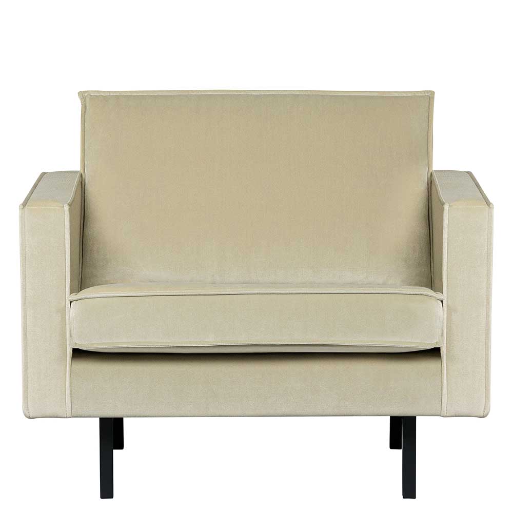 Basilicana Wohnzimmer Sessel in Graugrün Samt Vierfußgestell aus Metall