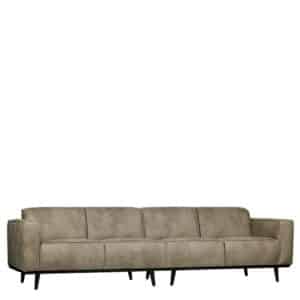 Basilicana Wohnzimmer Couch in Grau Recyclingleder Retrostil