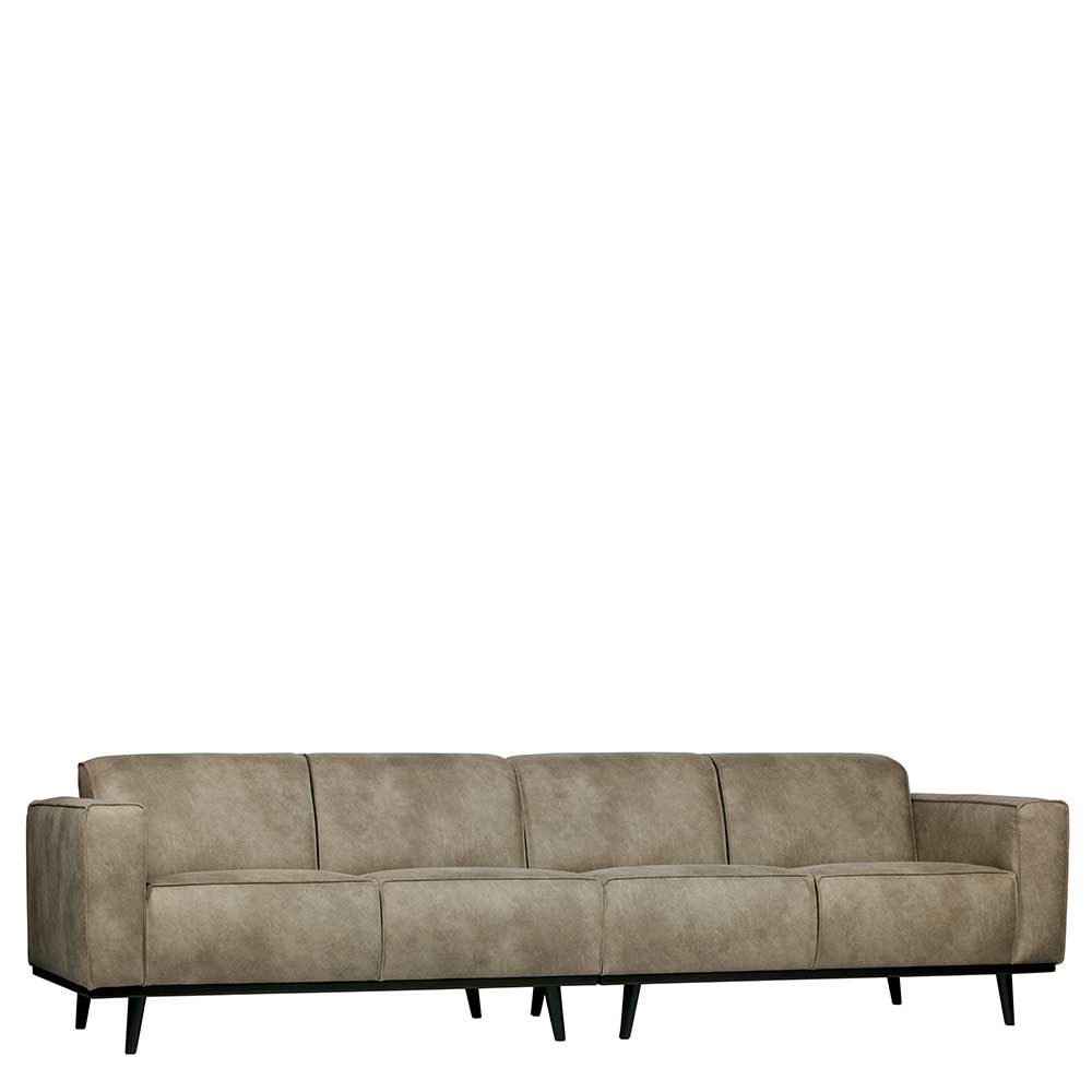 Basilicana Wohnzimmer Couch in Grau Recyclingleder Retrostil