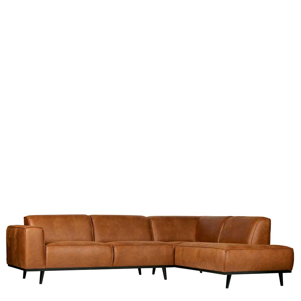 Basilicana Ecksofa aus Recyclingleder Cognac Braun