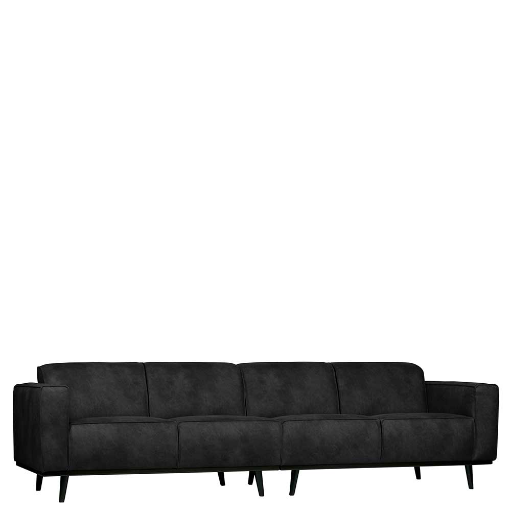 Basilicana Couch in Schwarz Recyclingleder Armlehnen