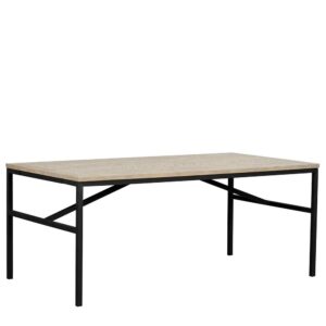 TopDesign Tisch aus Kiefer White Wash massiv 4-Fußgestell aus Metall