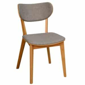 TopDesign Esszimmer Polsterstühle in Hellgrau Webstoff Massivholzgestell (2er Set)