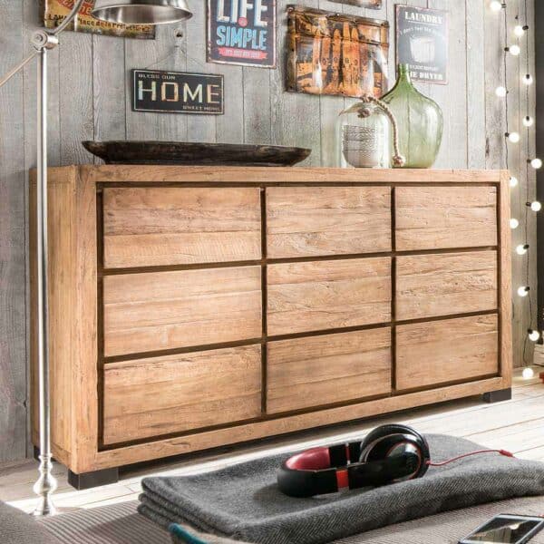 Wooding Nature Sideboard aus Teak Recyclingholz Schubladen