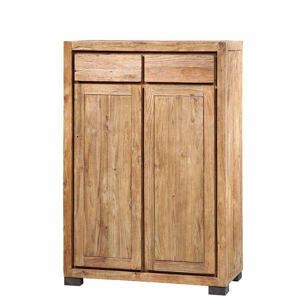 Wooding Nature Wohnzimmer Highboard aus Teak Recyclingholz 100 cm