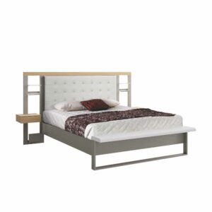 Violata Furniture Designerbett in Weiß Grau Metall LED Beleuchtung