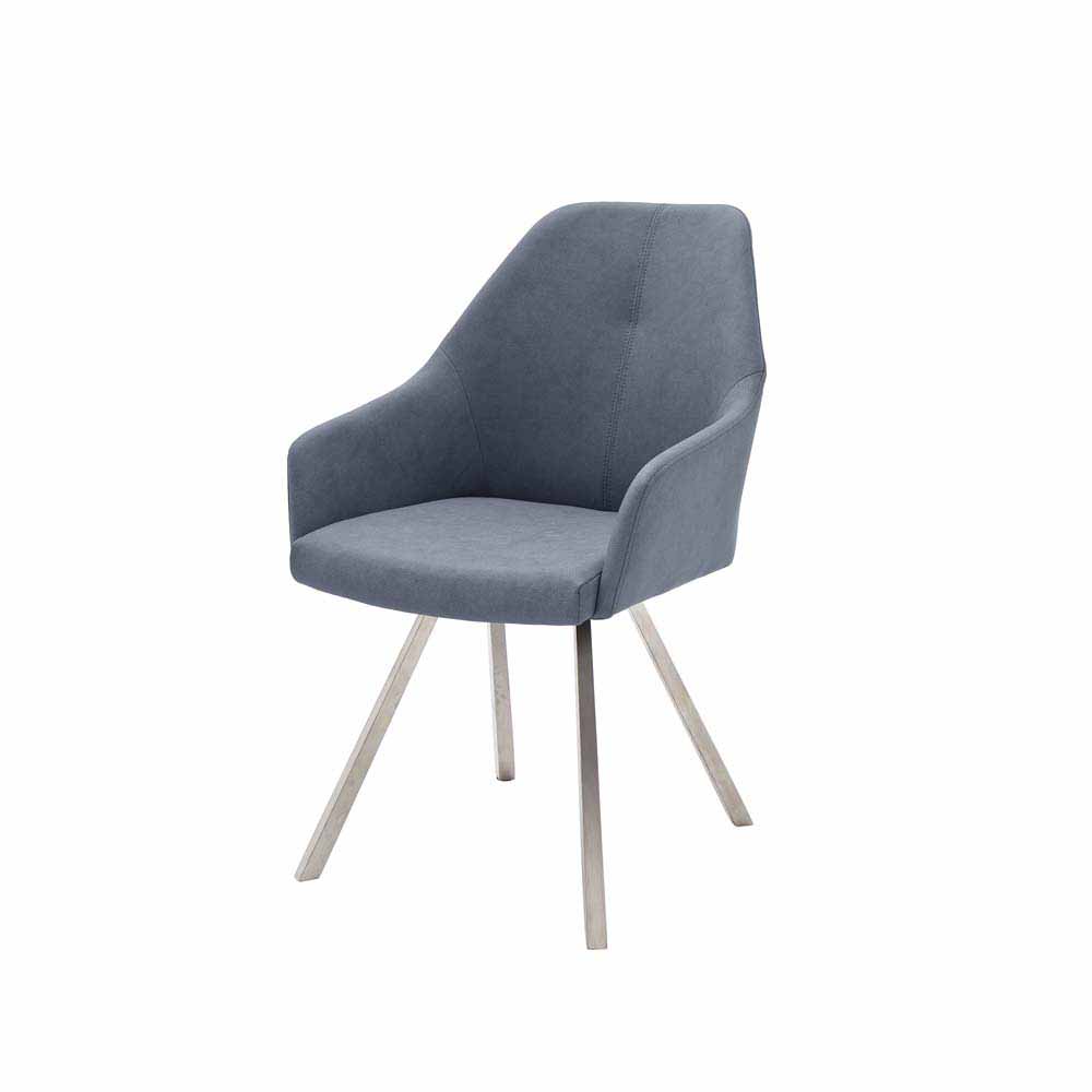TopDesign Stuhl Set in Blau Grau Armlehnen (2er Set)