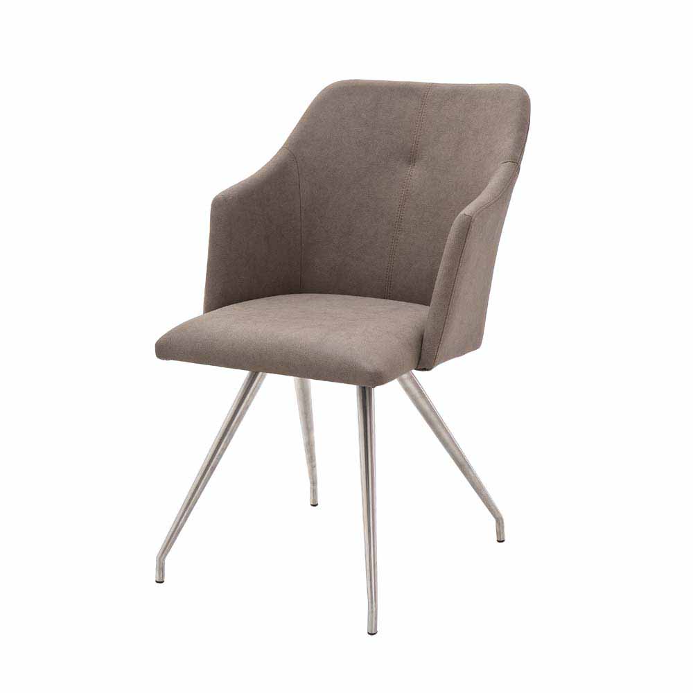 TopDesign Tischsessel in Taupe Edelstahl (2er Set)