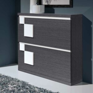 Furnitara Klappen Schuhschrank in Grau und Weiß Hochglanz modern