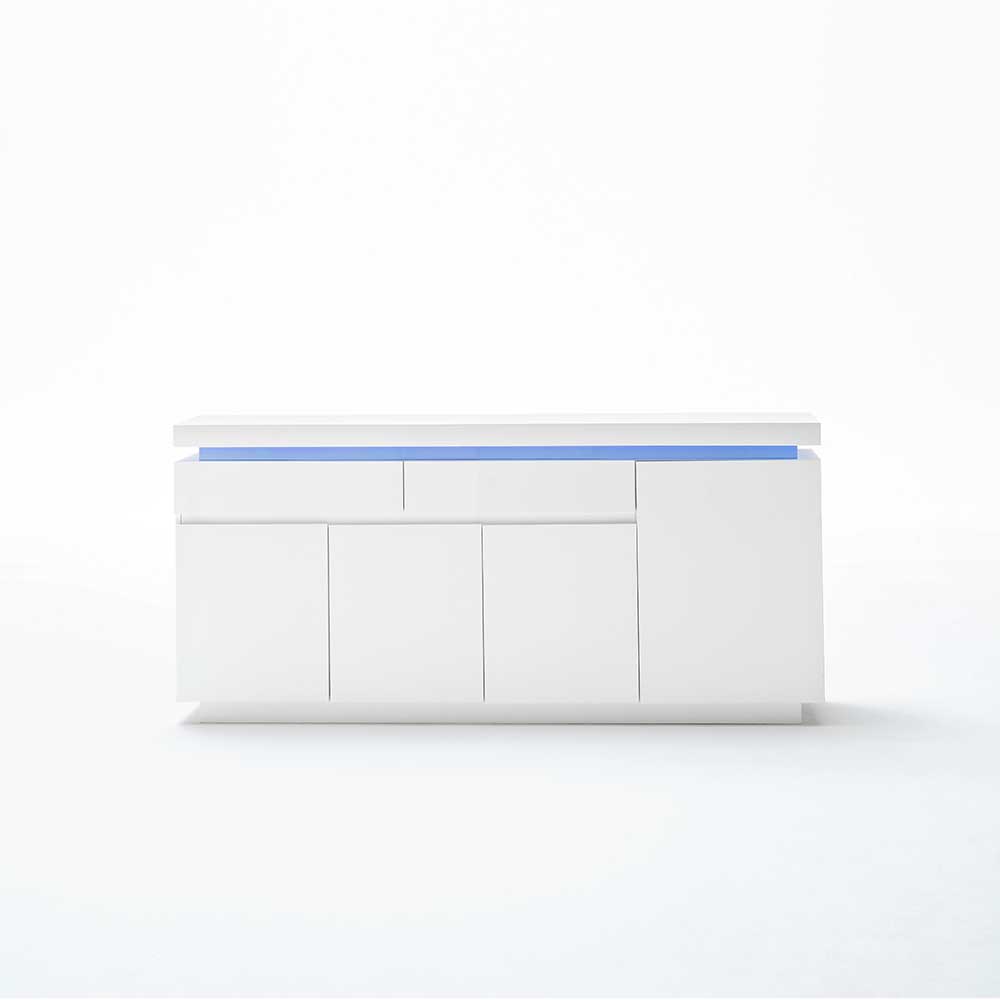 TopDesign Wohnzimmer Sideboard mit LED Farbwechsel Beleuchtung Hochglanz Weiß