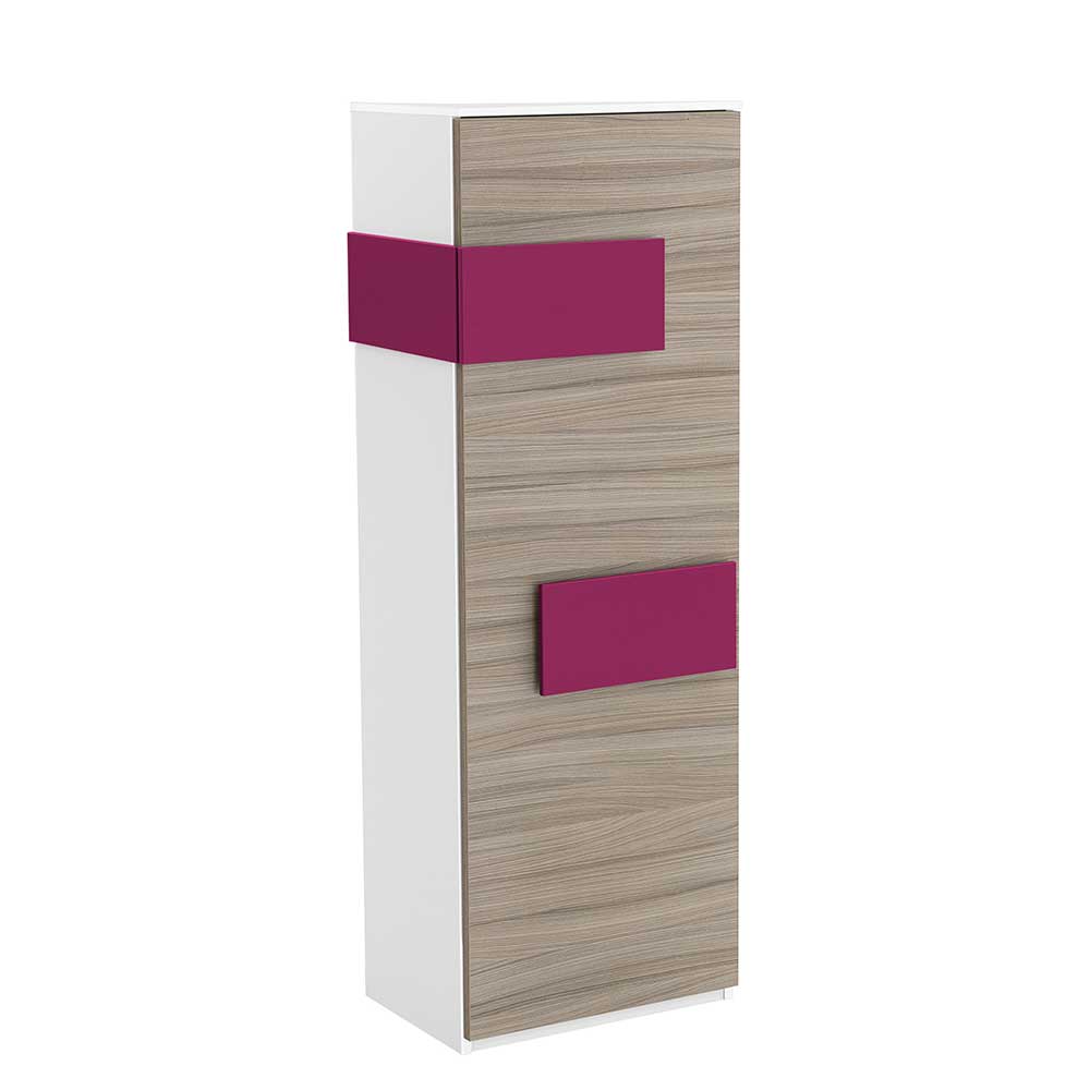 Spirinha Schlafzimmer Kleiderschrank in Weiß Pink schmal