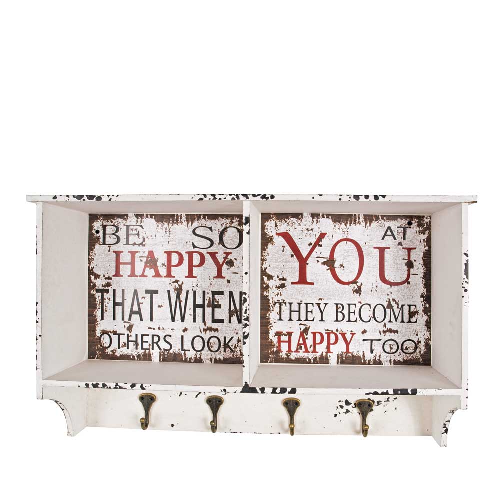 Tollhaus Hakengarderobe im Shabby Chic Design Schrift Print