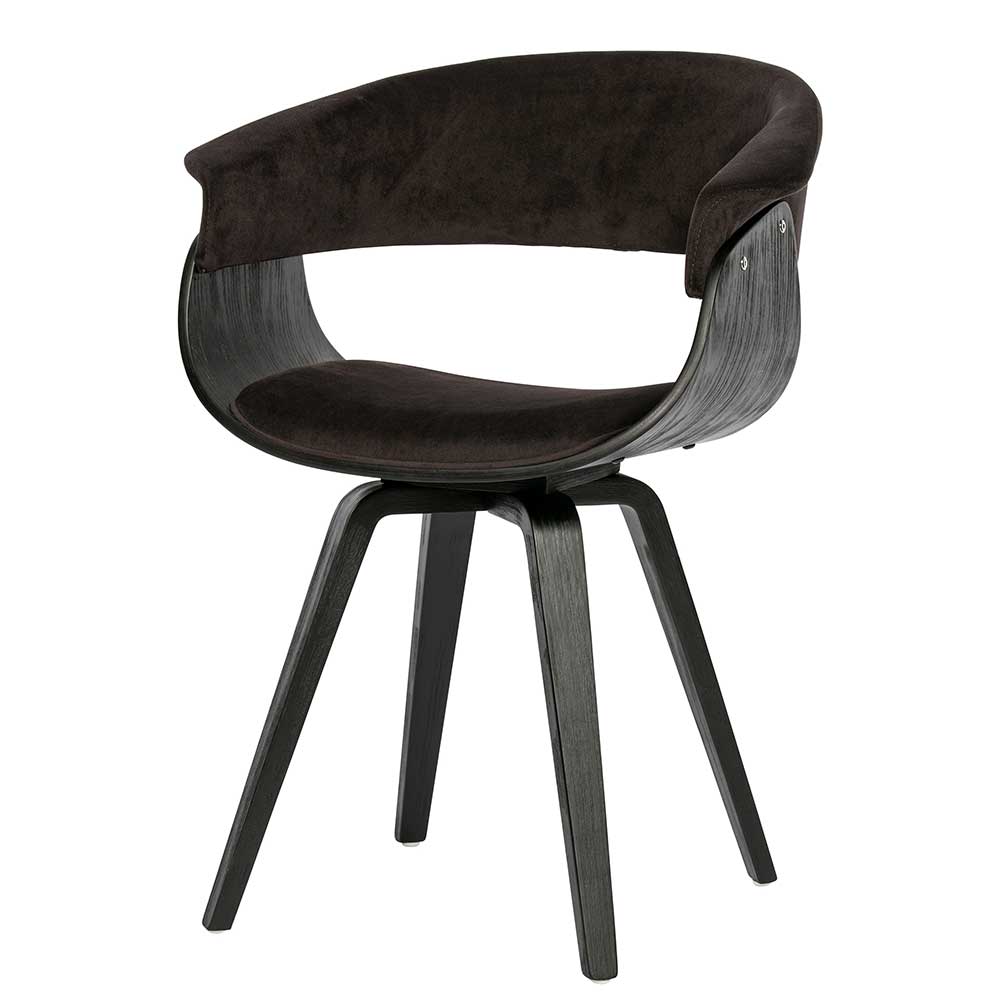 Basilicana Design Stühle in Dunkelbraun Samt Armlehnen
