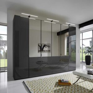 Franco Möbel Schlafzimmerschrank in Braun Glas beschichtet Spiegel