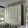 Franco Möbel Schlafzimmer Kleiderschrank in Creme Weiß Glas beschichtet Dunkelgrau