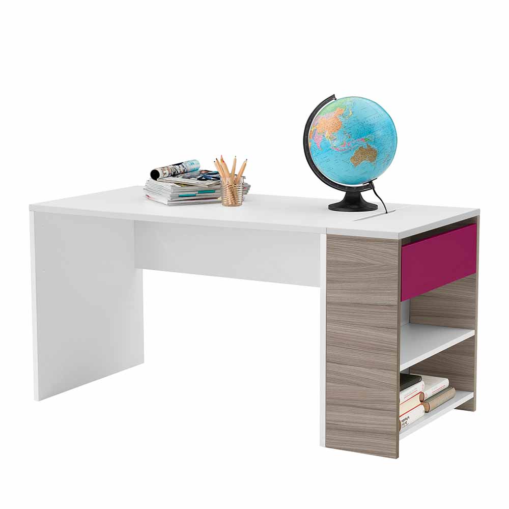 Spirinha Jugendzimmer PC Tisch in Weiß Pink 145 cm