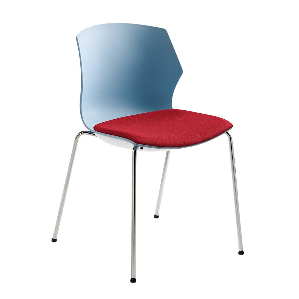 PerfectFurn Kunststoff Küchenstuhl in Blaugrau und Rot Made in Germany