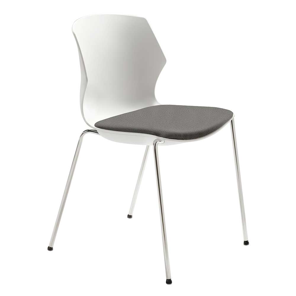 PerfectFurn Kunststoff Stuhl in Weiß und Grau Made in Germany