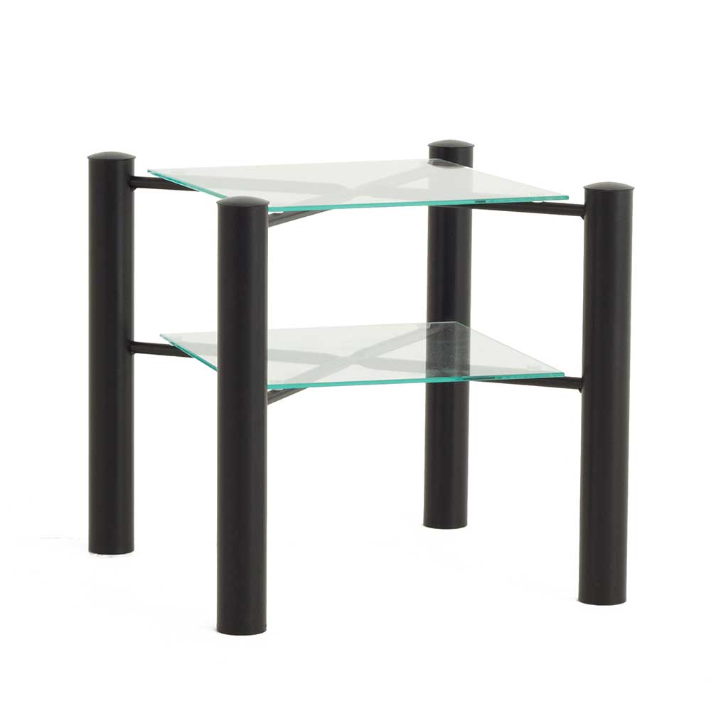 BestLivingHome Metall Nachttisch aus Glasplatten 45 cm