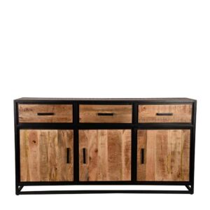 Möbel Exclusive Industry Sideboard aus Mangobaum Massivholz geölt und Metall 170 cm breit