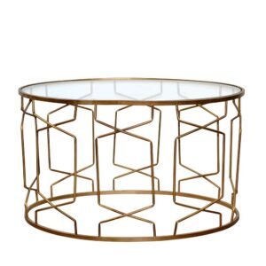 Möbel4Life Design Couchtisch mit ovaler Tischplatte Gestell Goldfarben