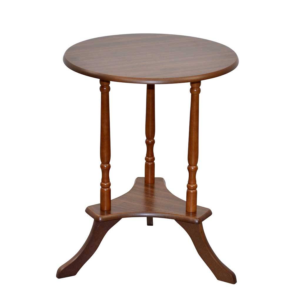 Möbel4Life Klassischer Beistelltisch in Nussbaumfarben runder Tischplatte