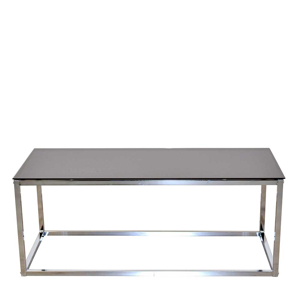Möbel4Life Wohnzimmer Tisch verchromt Schwarzglas Platte