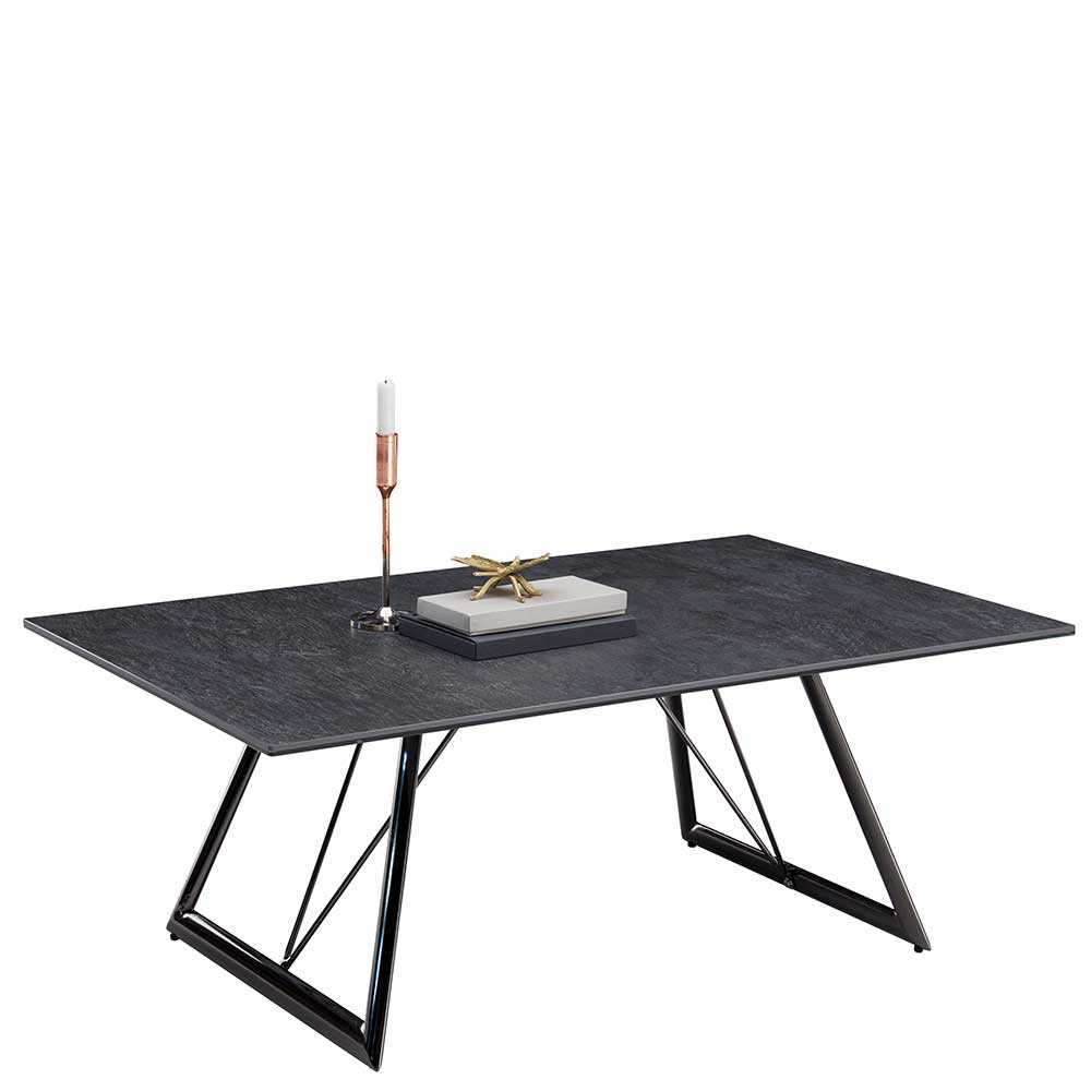 Möbel4Life Wohnzimmer Tisch mit Keramik in Dunkelgrau 110 cm breit