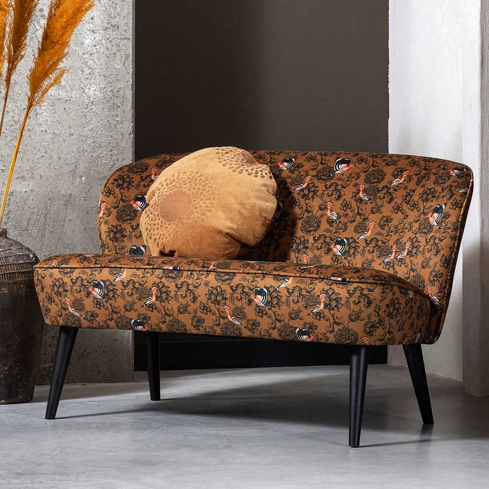 Basilicana Design Couch im Retro Look Vogel Motiven
