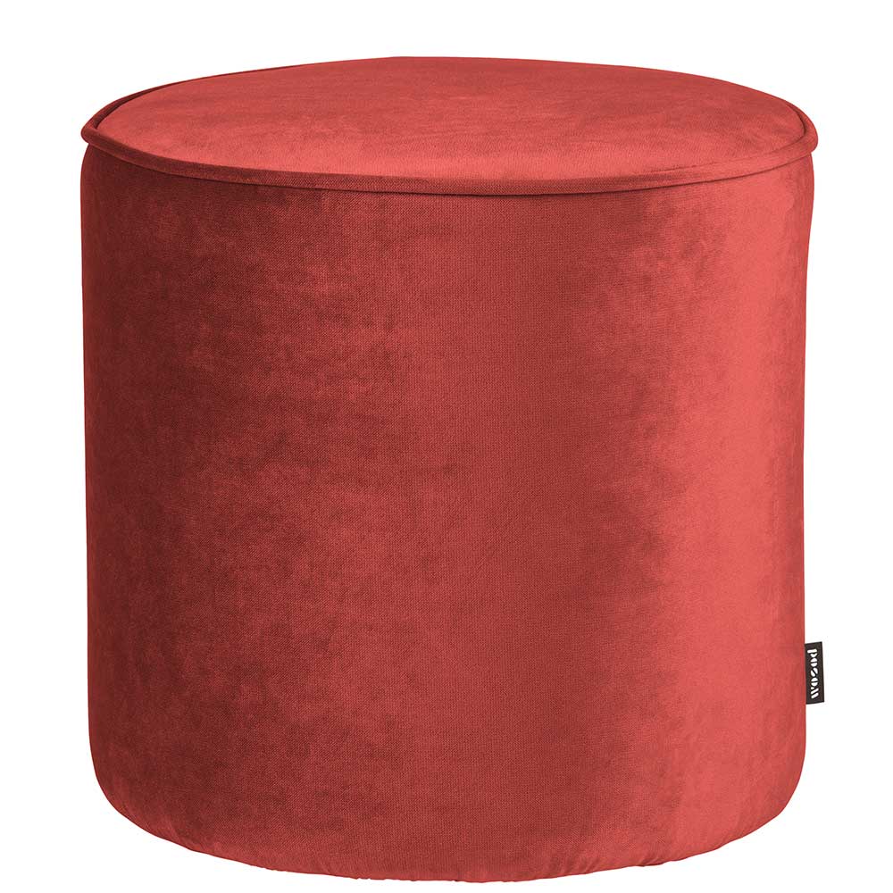 Basilicana Samt Pouf in Rot Retrostil