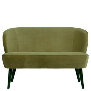 Basilicana Retro Couch in Khaki Samt 110 cm breit