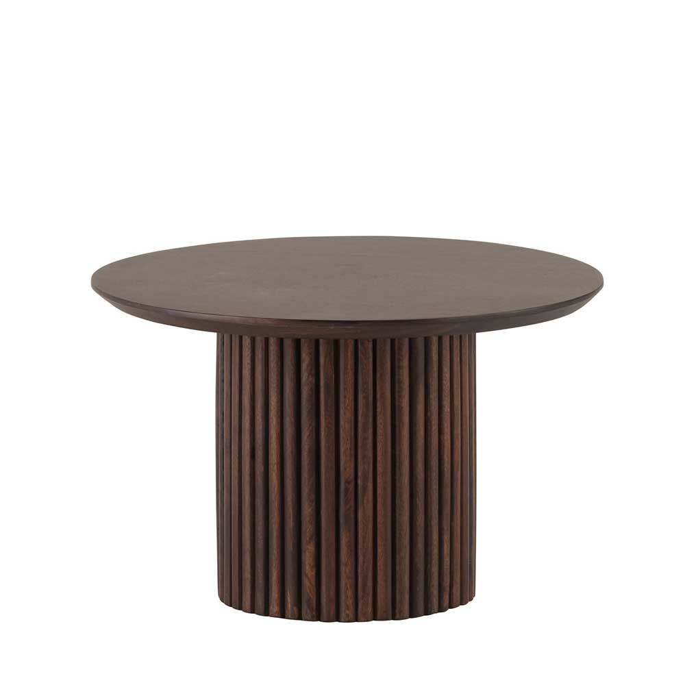 Möbel Exclusive Wohnzimmertisch dunkelbraun aus Mangobaum Massivholz Säulengestell