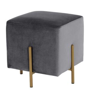 Möbel4Life Hocker mit Samt Bezug Grau in Grau 42 cm Sitzhöhe