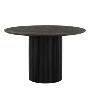 Möbel Exclusive Schwarzer Tisch aus Akazie Massivholz runder Tischplatte