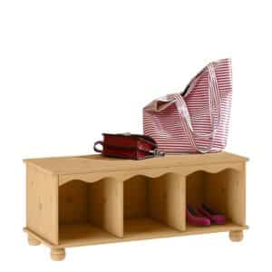 Möbel4Life Garderoben Sitzbank aus Kiefer Massivholz Ablage für Schuhe