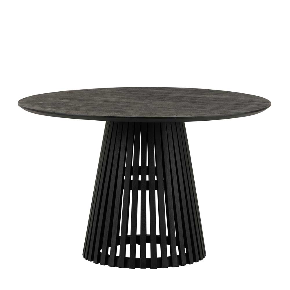 Möbel Exclusive Holz Küchentisch modern in Schwarz runder Tischplatte