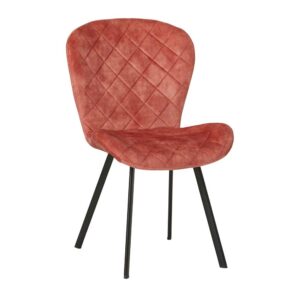 Möbel Exclusive Esstisch Stühle Rosa Samt mit Gestell aus Metall 47 cm Sitzhöhe (2er Set)