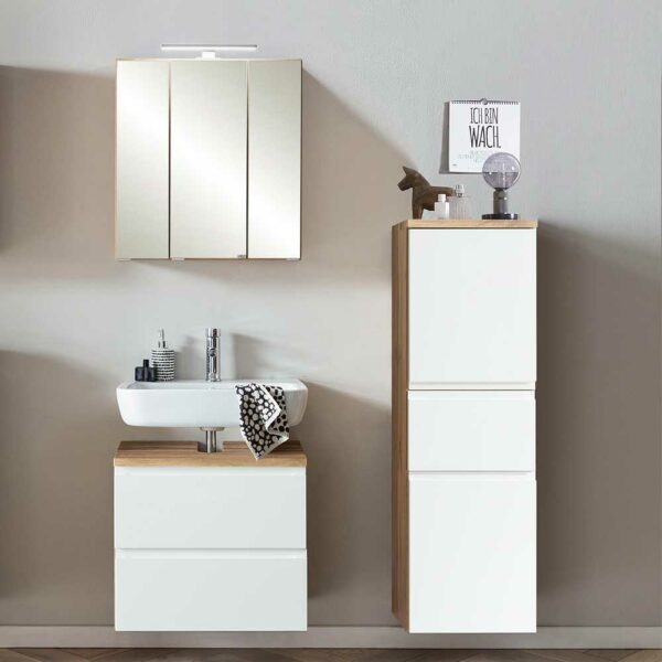 Star Möbel Möbel für kleines Badezimmer in Wildeichefarben Weiß (dreiteilig)