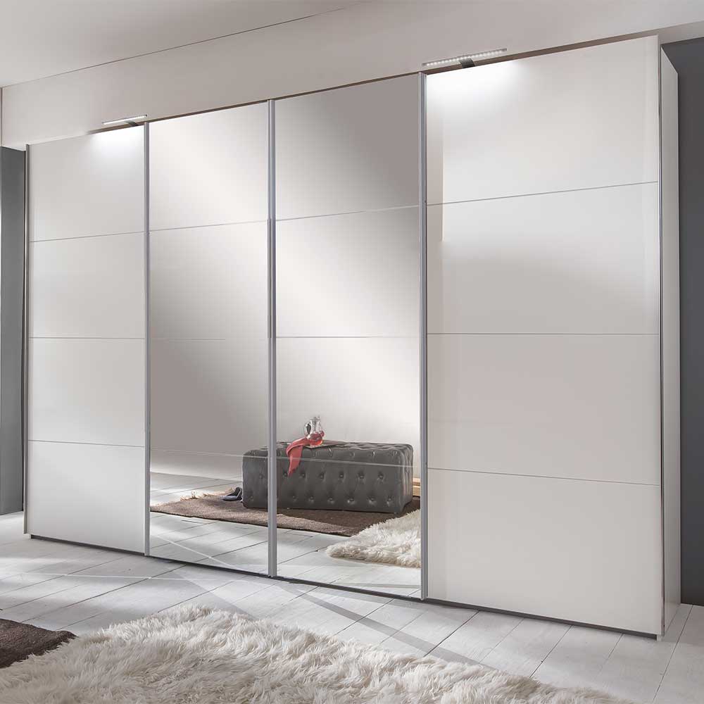 Star Möbel Kleiderschrank Schiebetüren Weiß mit Spiegeltüren 65 cm tief