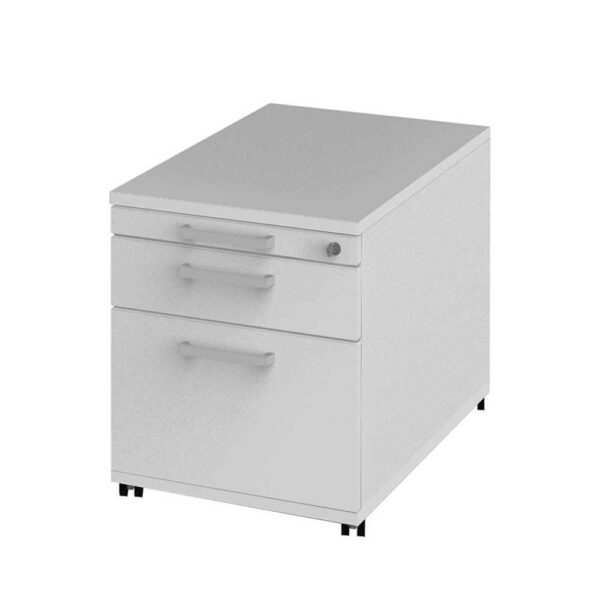 Spirinha Schreibtisch Rollcontainer mit Zentralverriegelung Weiß