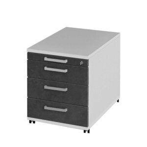 Spirinha Schreibtischcontainer in Weiß Grau abschließbar