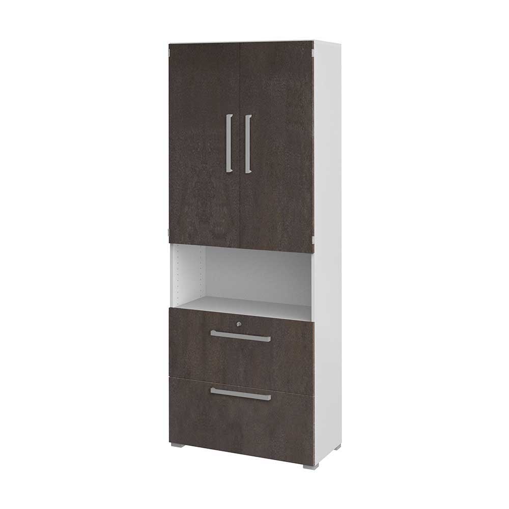 Spirinha Aktenordnerschrank in Braun Weiß 80 cm