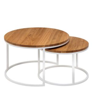4Home Sofa Tische aus Eiche Massivholz Metall (zweiteilig)