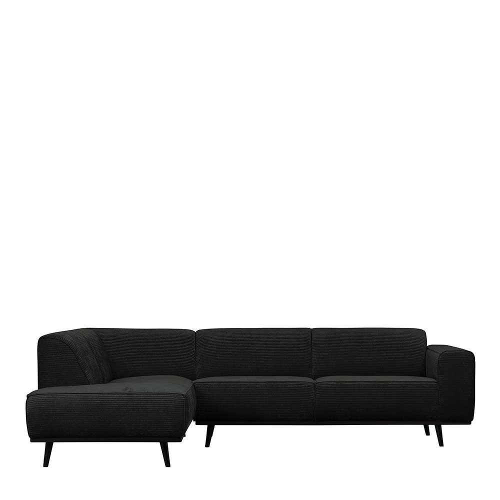 Basilicana Wohnzimmer Couch Ecke in Dunkelgrau & Schwarz Armlehne