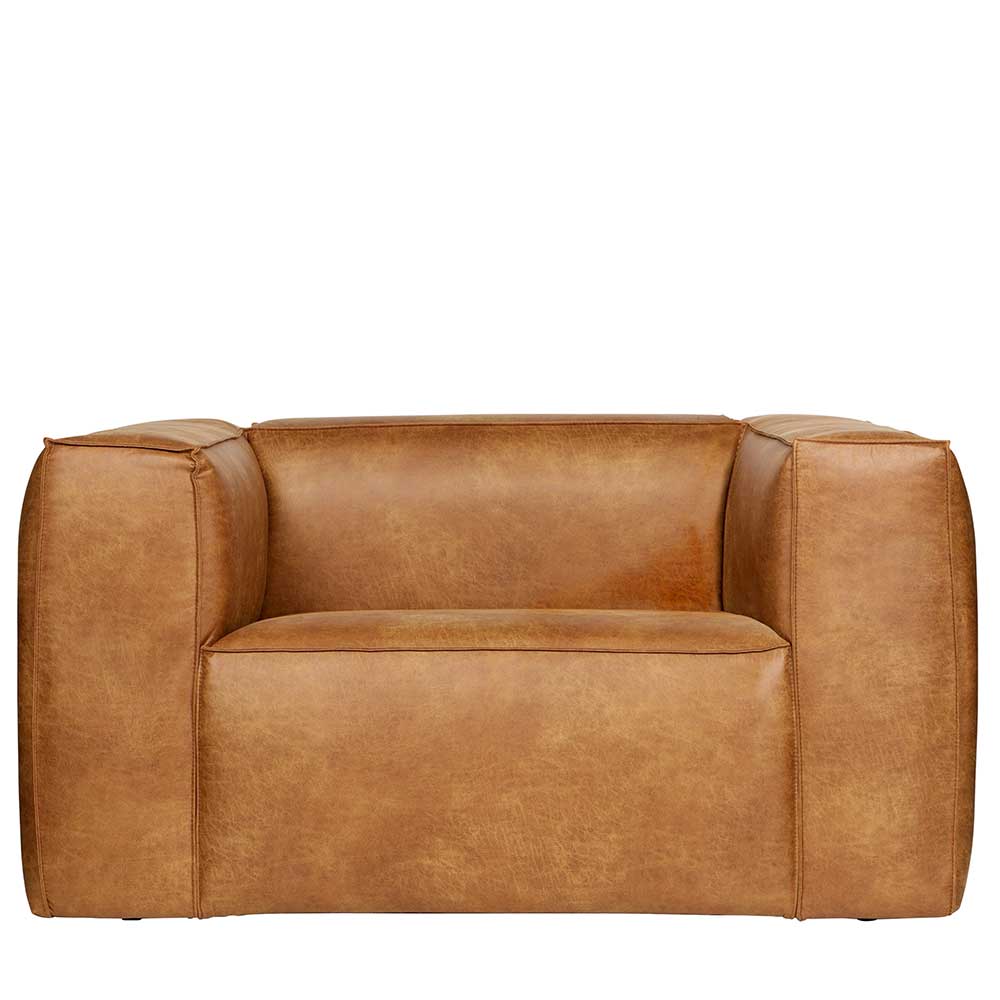 Basilicana Lounge Sessel in Cognac Braun Recyclingleder