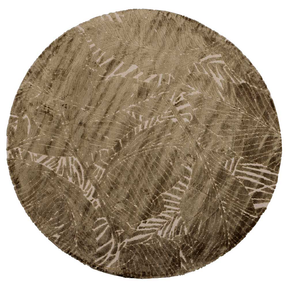 Basilicana Runder Teppich 200 cm Durchmesser Blättermuster Palmen