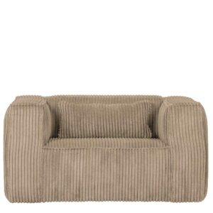 Basilicana Breitcord Sessel in Beige Armlehnen und Wellenunterfederung
